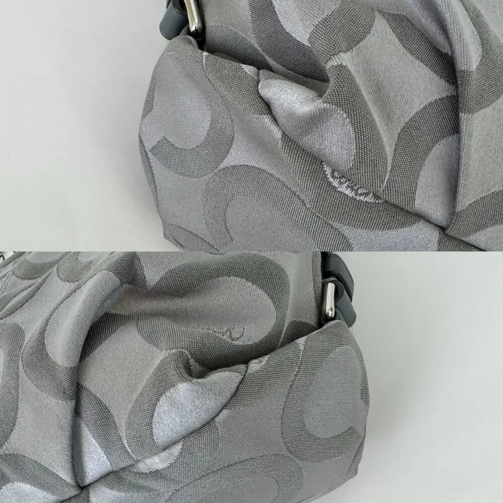 Coach Signature Op Art Convertible Hobo Shoulder Handbag Gray 14147M